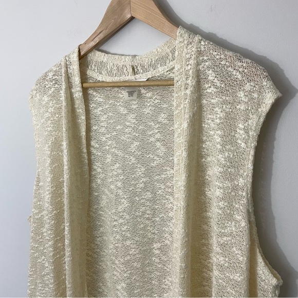 Alia Lightweight Sleeveless Cardigan Sz XL Cream Beige Knit Summer Boho Sweater - Picture 2 of 10